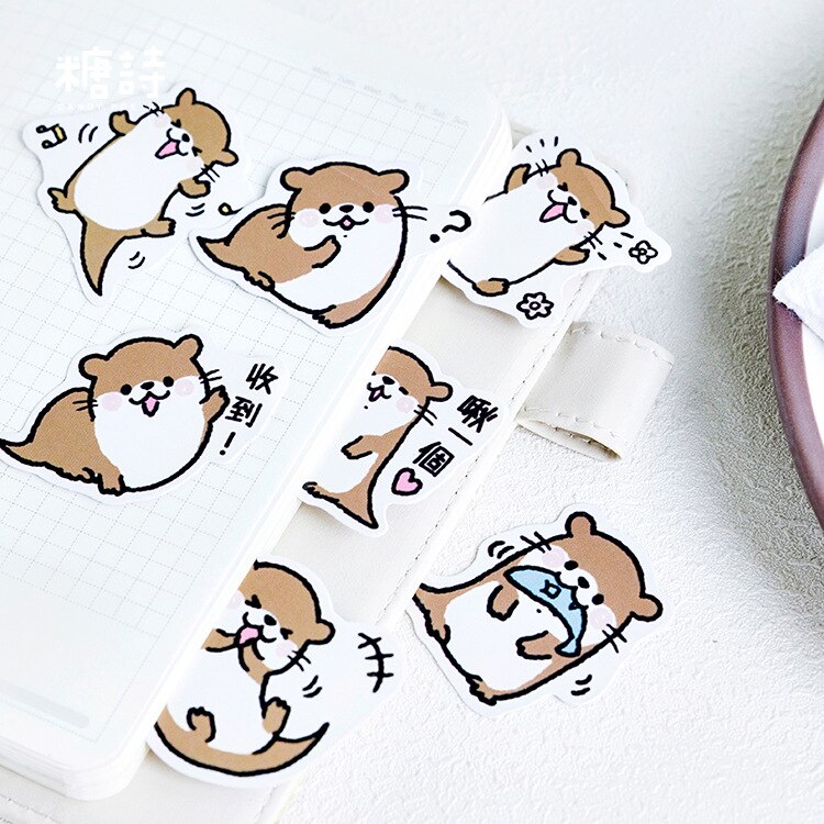 45 stk søt oter mini papir klistremerke dagbok dekorasjon diy scrapbooking etikett segl klistremerke skrivesaker