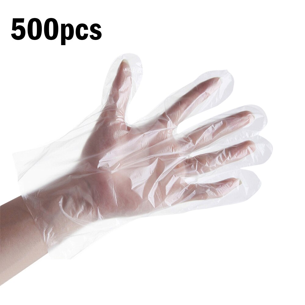 500 unids/set de plástico de alimentos guantes desechables para restaurante Cocina Barbacoa respetuoso del medio ambiente vegetal de la fruta transparente guantes