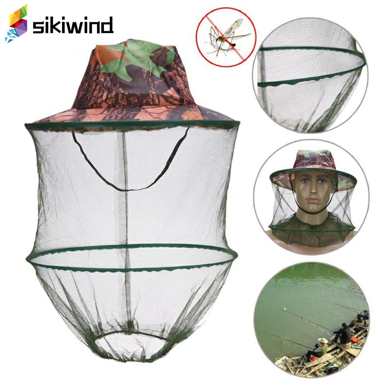 Camouflage Vissen Hoed bijenteelt Insecten Klamboe Preventie Cap Mesh Vissen Cap Outdoor Zonnescherm Lone Hals Head Cover