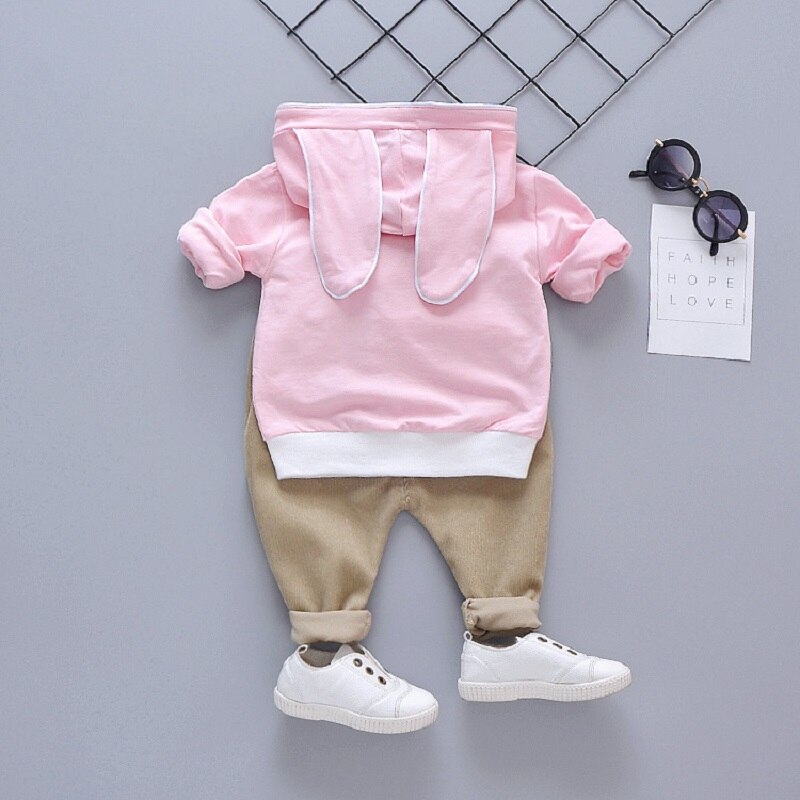 Katoenen Baby Kleding Pak Kinderen Pak Baby Jongen Meisje 2 Stuks Oor Konijn Kinderen Hooded Lange Mouwen Cartoon Pak baby Pak