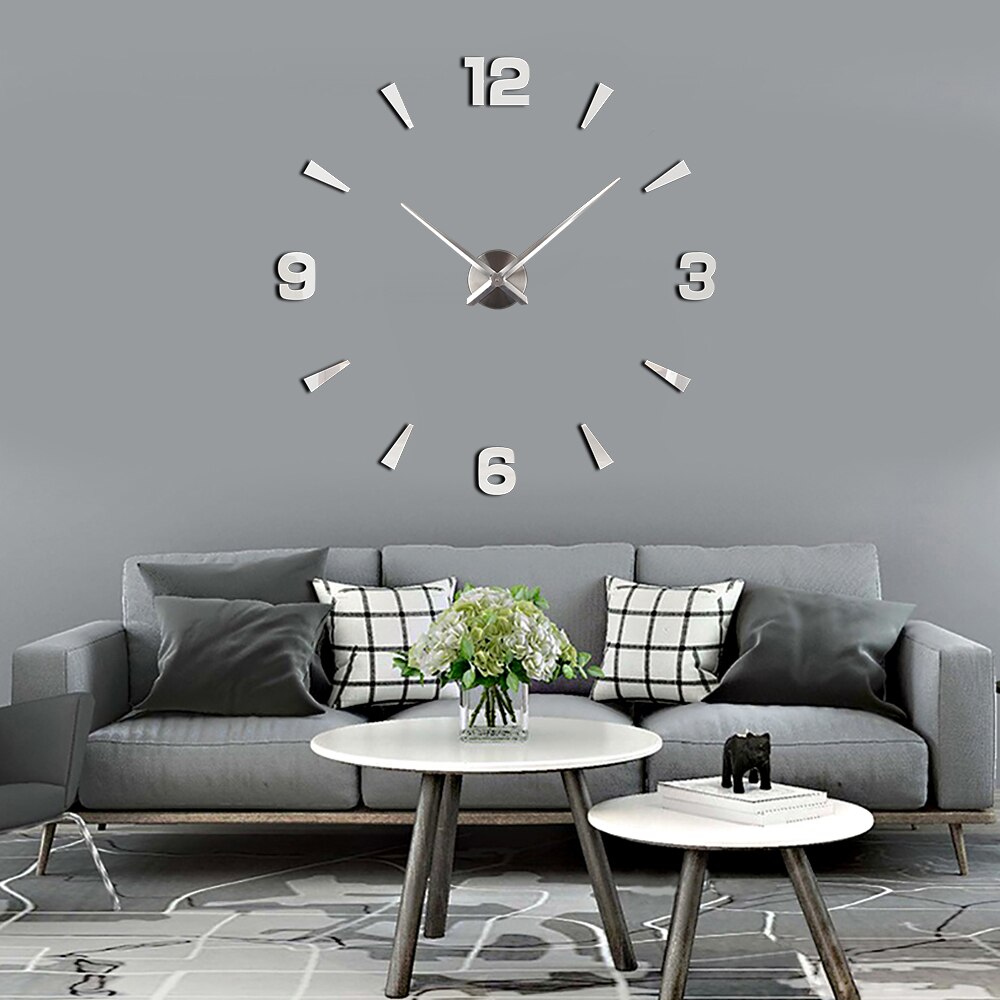 Reloj de pared con pegatinas 3D, relojes para salón, decoración del hogar, reloj de pared grande duvo Saat