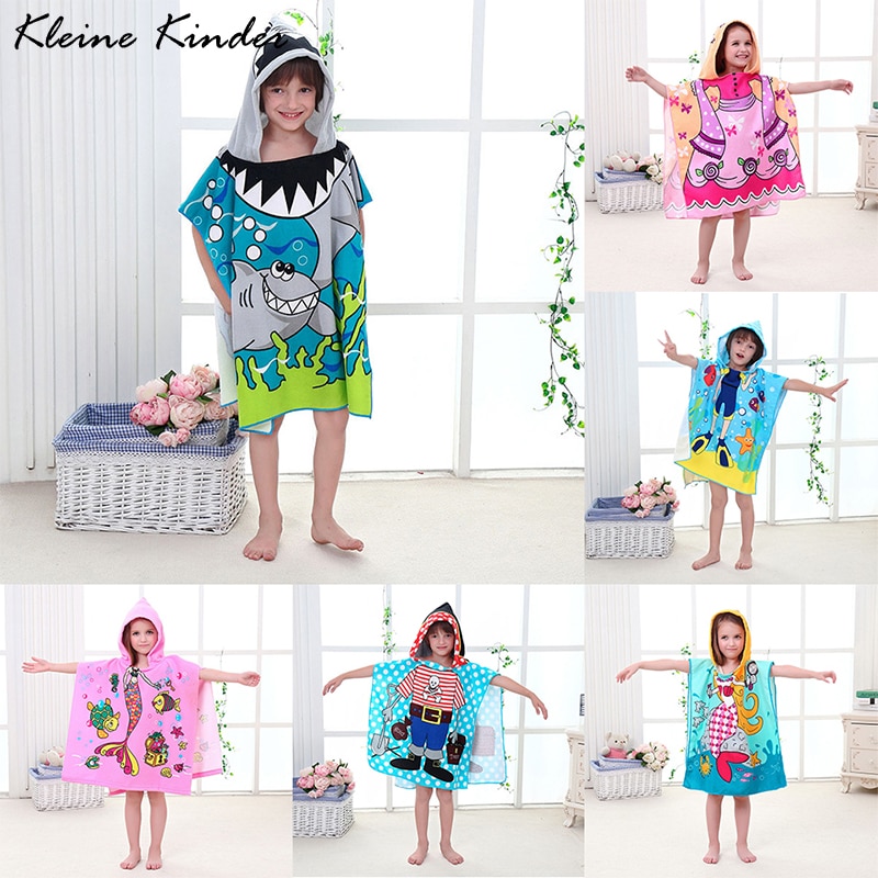Kinder Bademantel Mädchen Mit Kapuze Kinder Bad Robe Schöne Kind Junge Mädchen Robes Mikrofaser Weichen Strand Pool Ändern Handtuch mit haube
