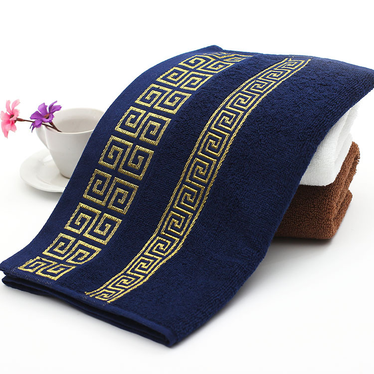 1pc 100%  bomuldshåndklæde 35 x 75cm broderede håndklæder bambus strandbadehåndklæder til voksne hurtigtørrende bløde ansigtshåndklæder absorberende: Mørkeblå