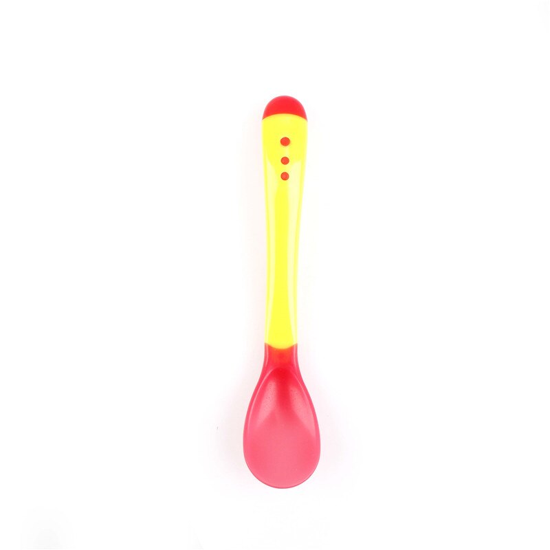 Cuchara y tenedor de silicona con sensor de temperatura, cubiertos de alimentación, 1 unidad: Yellow - Spoon