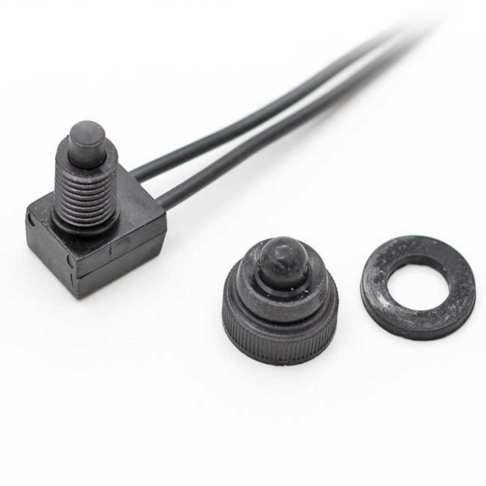 10PCS AC250V Waterproof Push Button On-Off Switch With 4" Lead Wire Black 3A Self-locking Switch IP67 Waterproof Switch