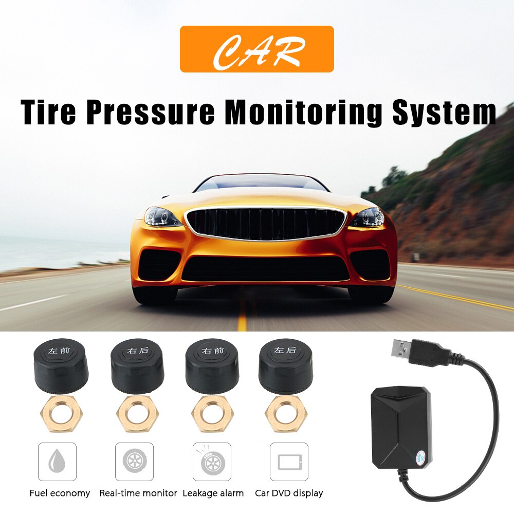 LEEPEE Display Alarm System Android Navigation Car Radio 5V Internal 4 Sensors USB Android TPMS Tire Pressure Monitoring System