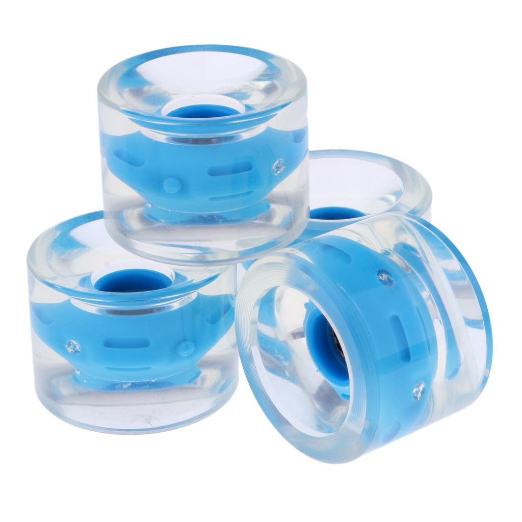 4 skateboard wheels, 70mm, 78a, PU, ​​flashing, light up, spare wheels: Blue