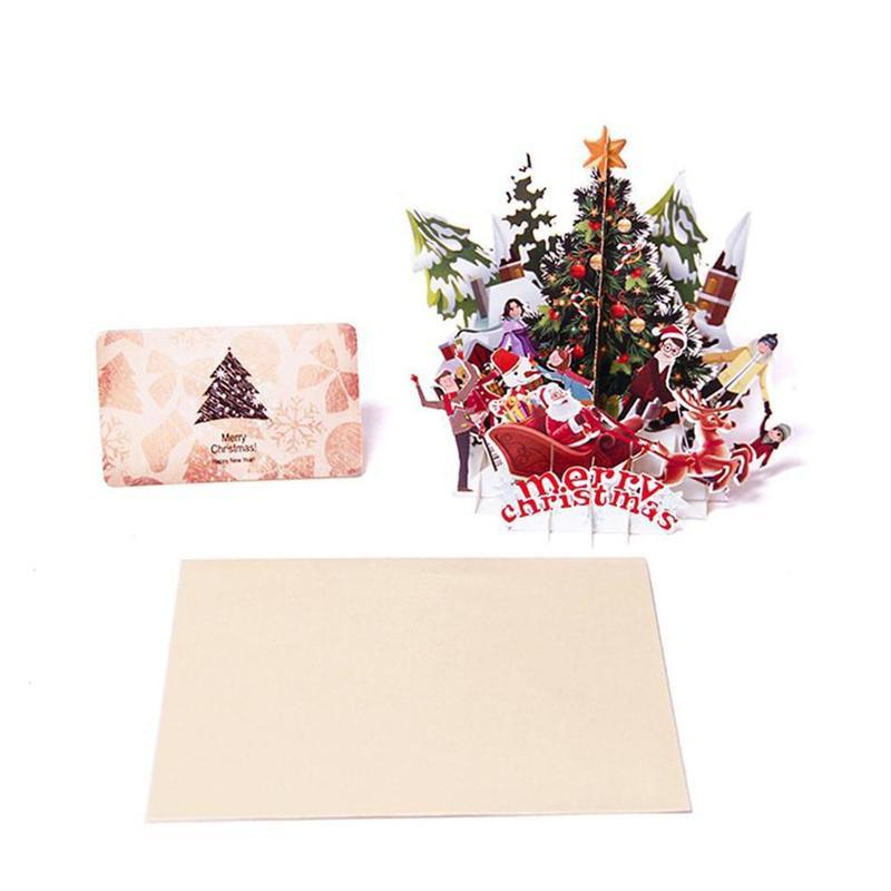 3D Cards Christmas Origami Paper Carving Postcards Cards Tree Greeting Colourful Invitations Xmas Ornaments Card B H7J5: Default Title