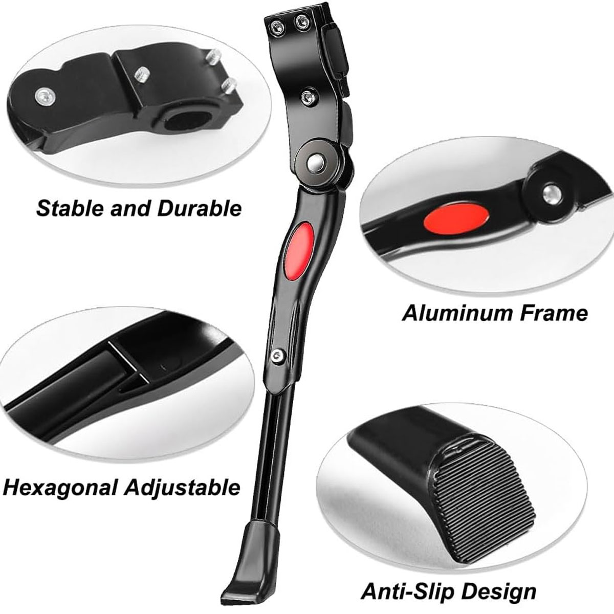 Verstelbare Fietsstandaard Mountainbike Kick Stand BMX MTB Zijstandaard Zwarte Fiets Aluminium Achterkick Fietsaccessoire