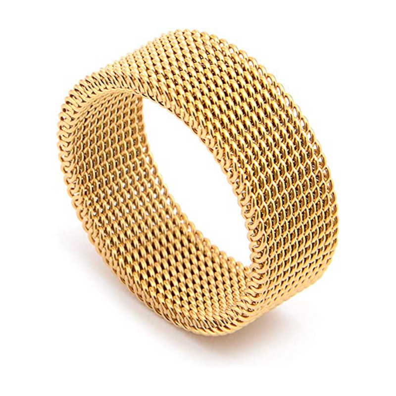 Anillo moderno de malla de acero inoxidable para hombre y mujer, banda de 4mm y 8mm de ancho, joyería Retro, , , novedad de 2023: 7 / Negro