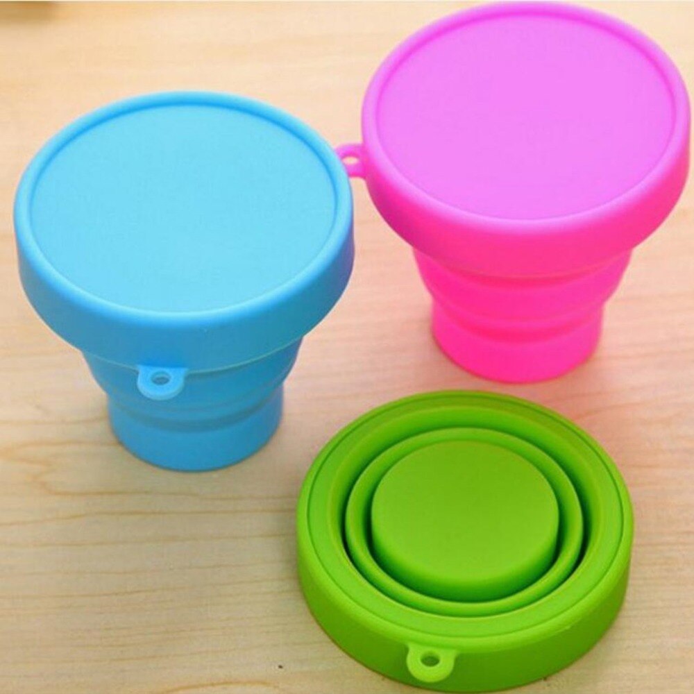 Portable Silicone Retractable Folding Cup with Lid Outdoor Telescopic Collapsible Drinking Cup Travel Camping water cup