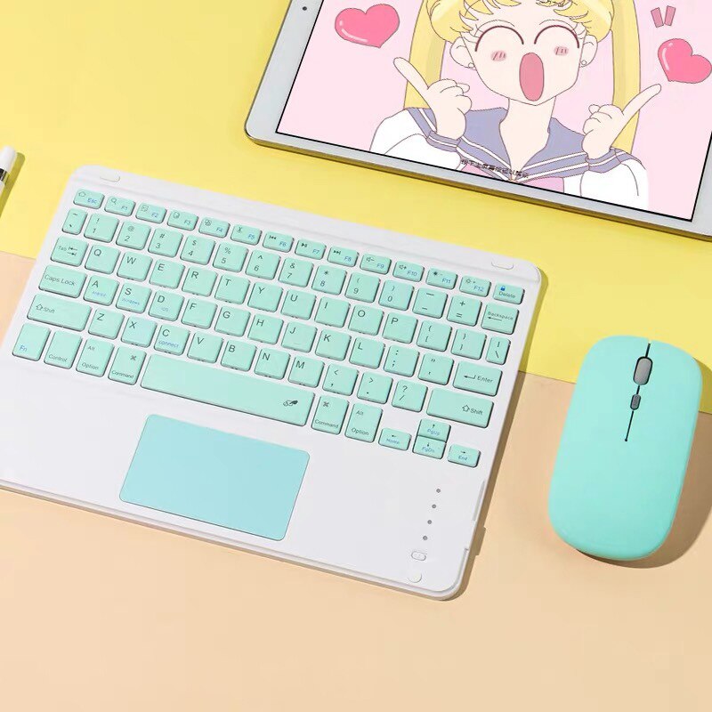 Universele Tablet Draadloos Toetsenbord En Muis Ultra Dunne Touchpad Toetsenbord Voor Huawei/Xiaomi/Samsung Tablet Bluetooth Toetsenborden: green touchpad set