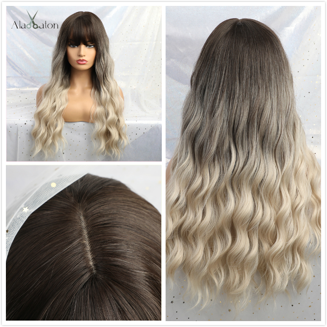 ALAN EATON Long Wavy Women Wigs High Temperature Fiber Synthetic Wigs Long Hair Cosplay Wigs Pink Wig with Bangs Lolita Cosplay: lc202-2