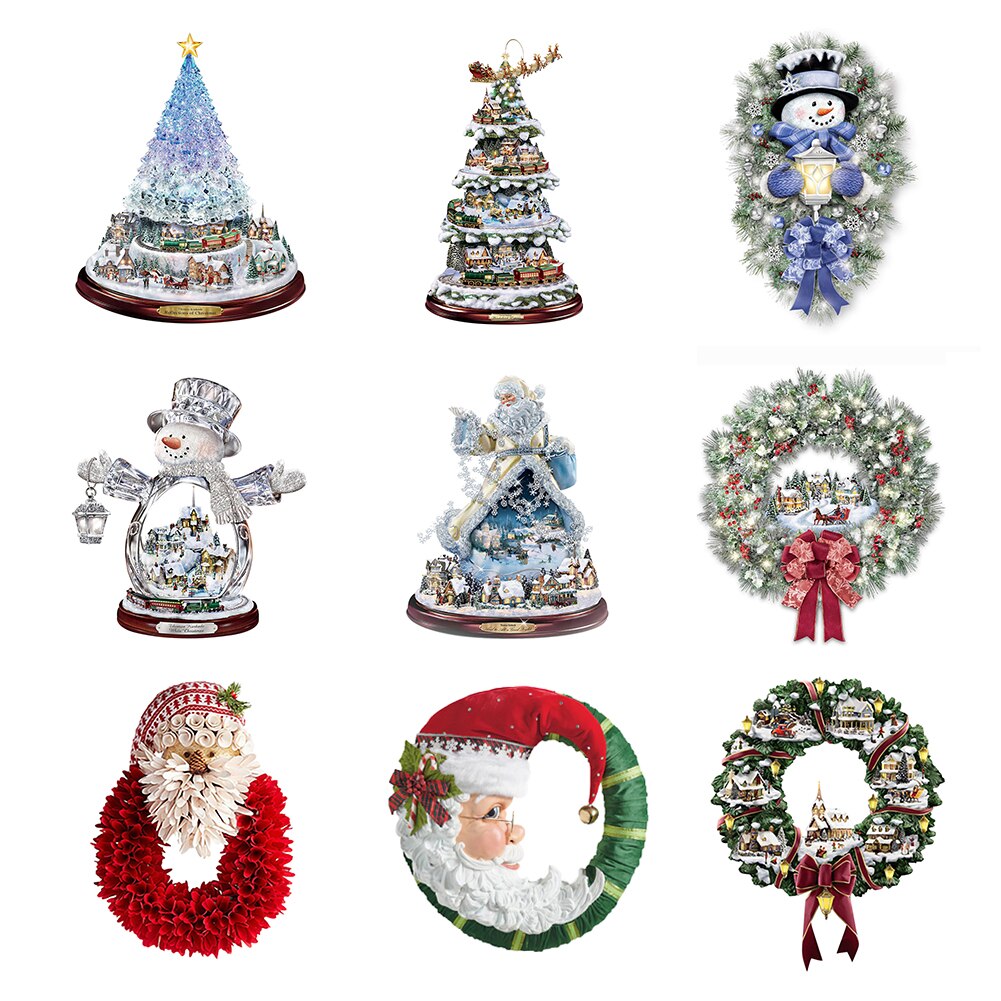 Christmas Tree Glass Showcase Rotating Sculpture Train Decorations Paste Window Paste Stickers Christmas Decorations for Home