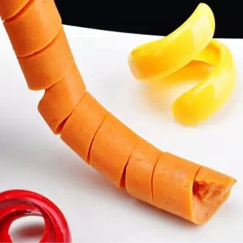 2 teile/satz Heißer Hunde Schneidemaschine Burger Hersteller Wurst Cutter einstellen Lebensmittel-Klasse Kunststoff Manuelle Phantasie Wurst Schneider Spiral- Grill