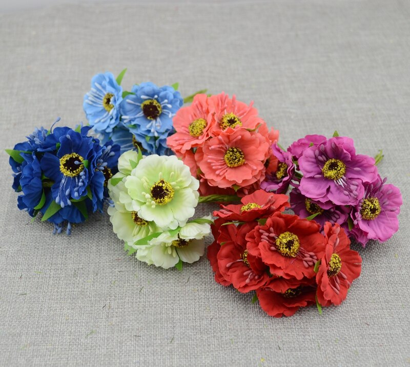 6 Stks/partij Cherry Blossom Kunstbloemen Trouwauto Vaas Voor Thuis Decoratie Bruid Boeket Handgemaakte Zijden Planten