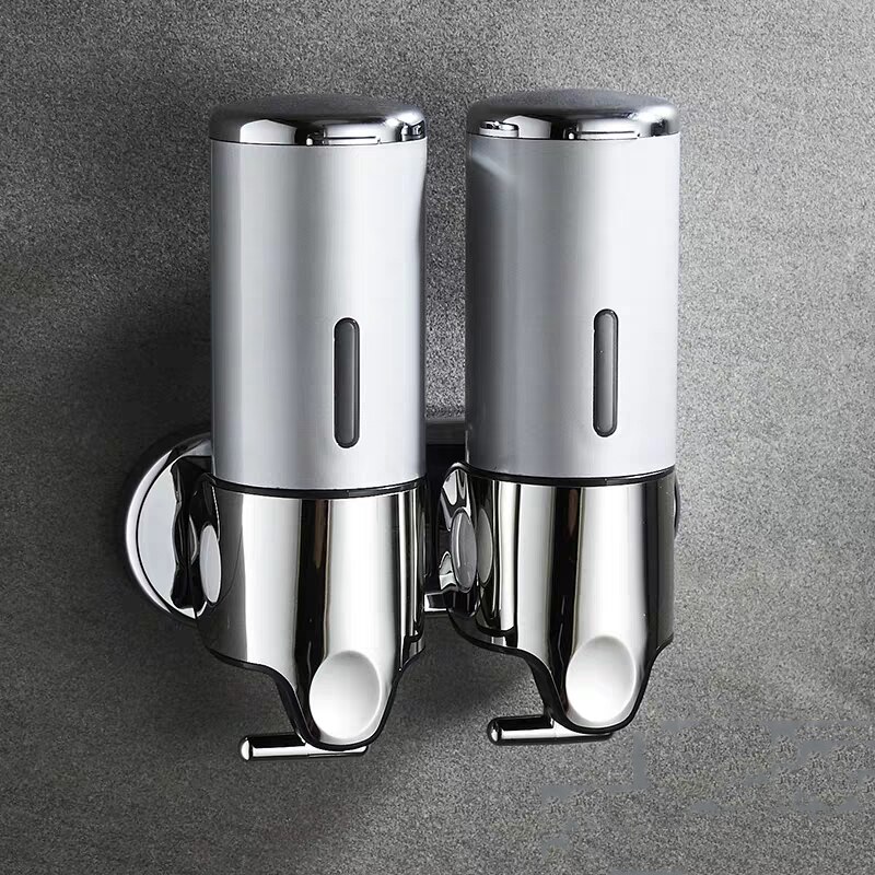 Badkamer Schuim Zeepdispenser Handdesinfecterend Houder Wall Mount Zeep Shampoo Head Vloeibare Douche Dispenser Voor Badkamer Accessoires: 2 Silver