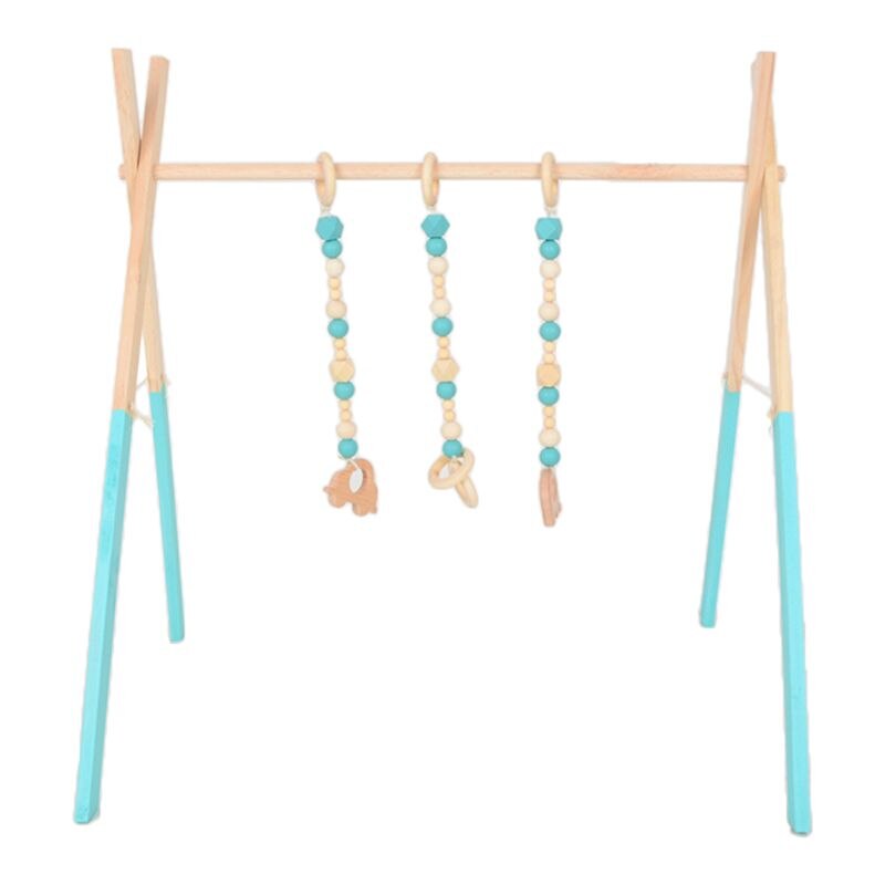 1Set Nordic Cartoon Baby Wooden Gym Fitness Frame Rack Hanging Pendant Toys Kit BX0D: Green