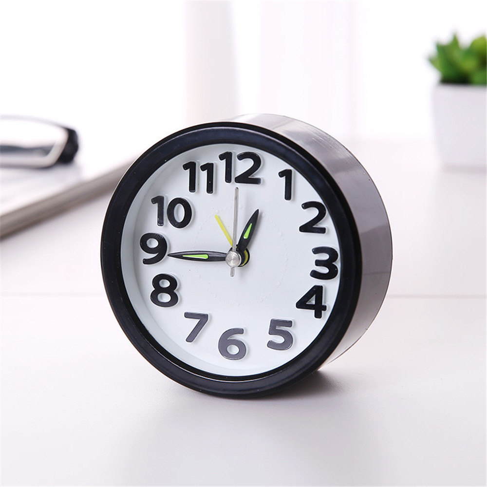 Square Round Small Alarm Clock Snooze Silent Sweeping Wake Up Table Clock Battery Powered Compact Portable Travel Alarm Clock: C
