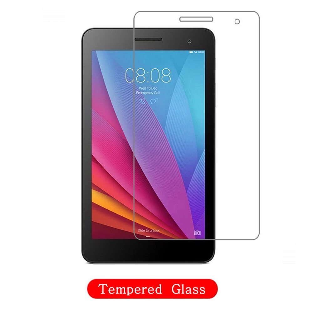 Funda Huawei MediaPad T1 7.0 T1-701U T1-701W Shockproof Tablet Case Stand Holder Flip Cover Slim Coque + Tempered Glass: Tempered Glass