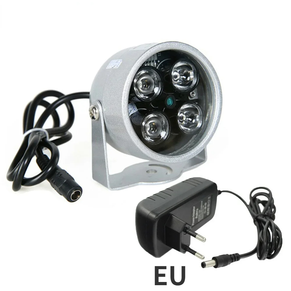 CCTV LEDS 4 array IR led illuminator Light CCTV IR Infrared waterproof Night Vision For Security Camera use 12V 2A EU power: GRAY