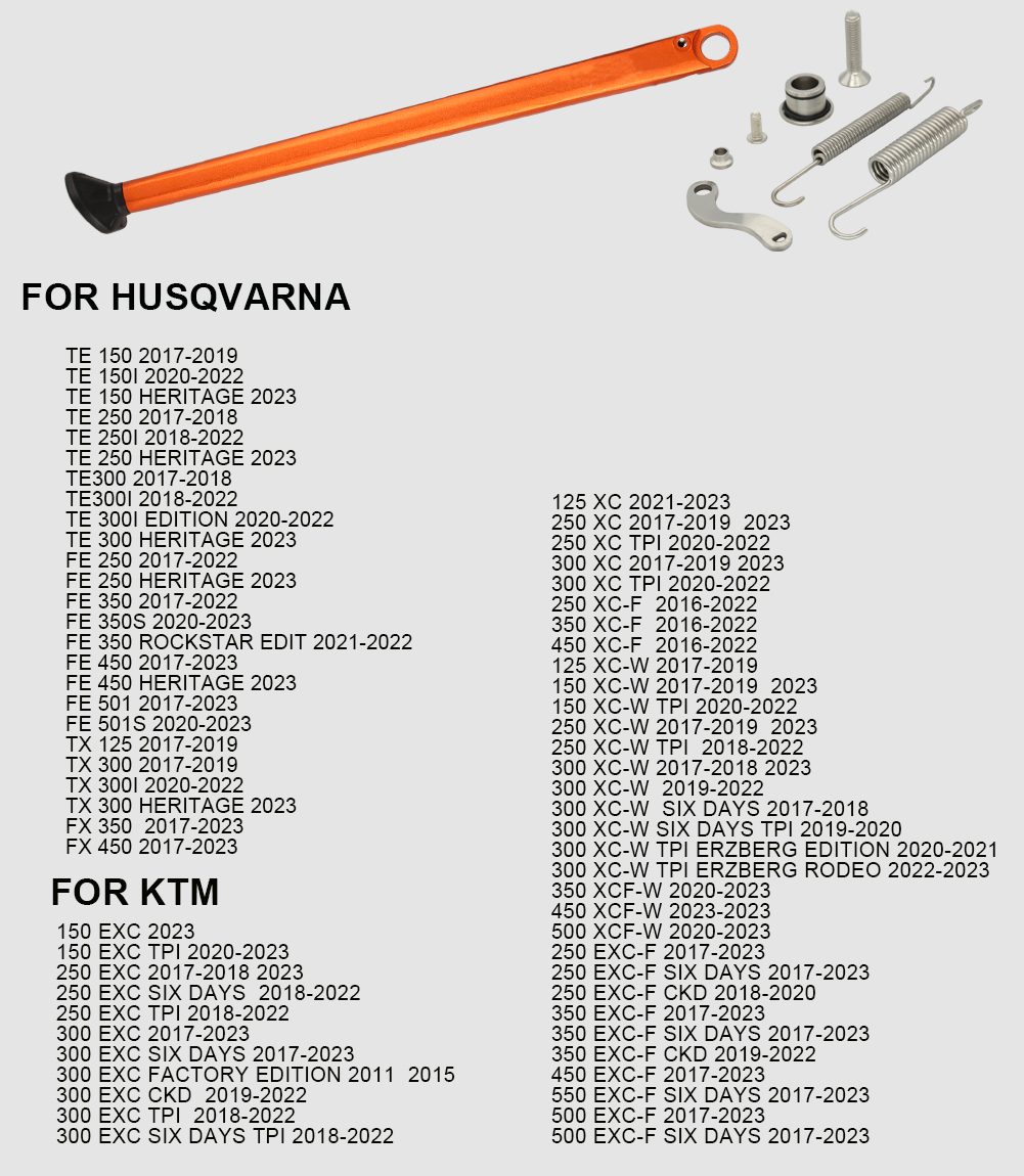 Soporte lateral de estacionamiento para motocicleta con Kit de resorte para KTM XC XCW XCF XCFW EXC EXCF -2023 para Husqvarna TE FE TX FX FS -2023: Verde militar