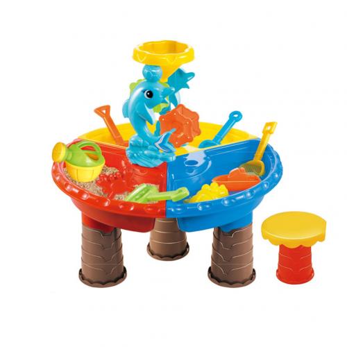 Enfants en plein air été plage sable creuser outil eau jouant en plastique Table jouet Kit: 3 Grid Dolphin