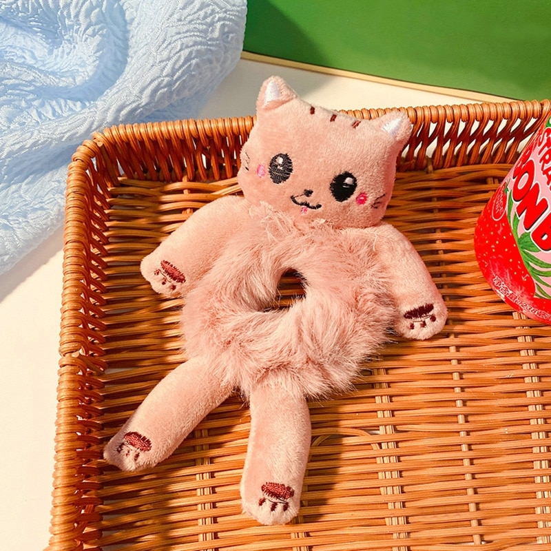 Panda kuer katt kanin plysj elastiske hårbånd søte pontail-bånd dame jente søt tegneserie hår scrunchies jul