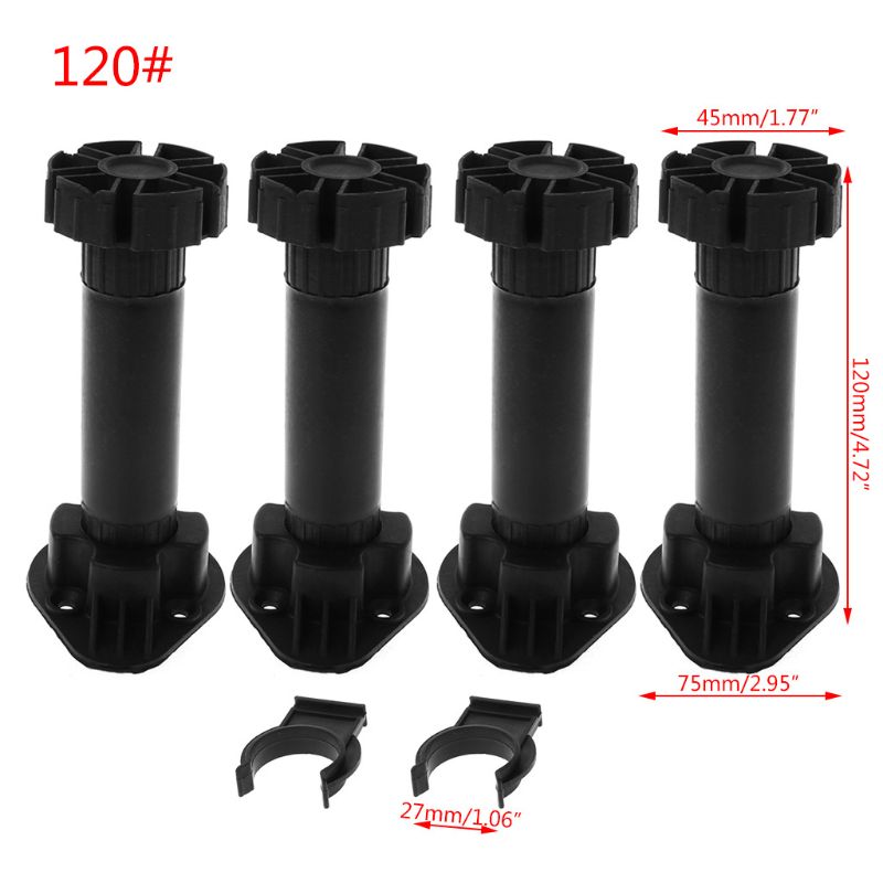 4pcs Adjustable Height Cupboard Foot Cabinet Leg For Kitchen Bathroom: 120mm