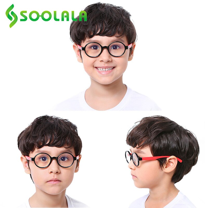 Soolala 2 stk rundt blåt lys blokerende børns briller optisk ramme børn dreng piger computer anti reflekterende briller  uv400