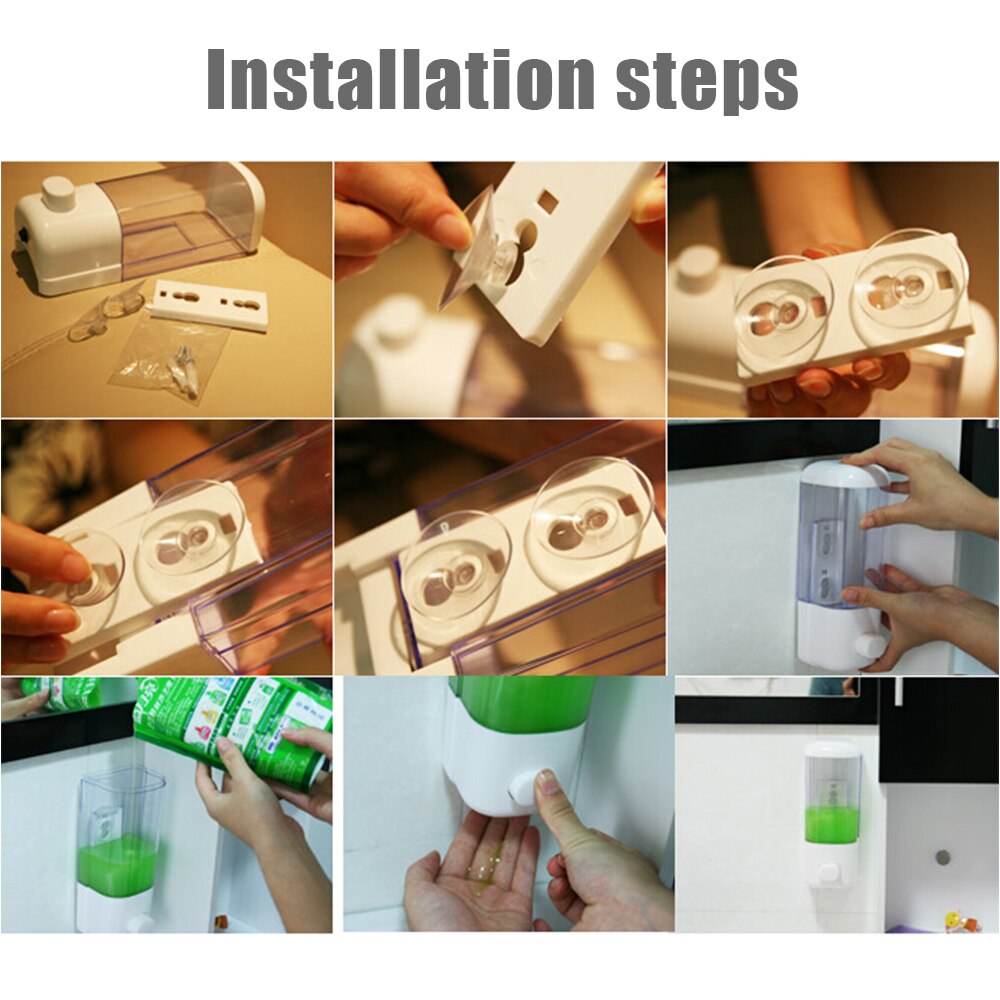 Dispensador de jabón de 500ml con ventosa para montar en la pared, dispensador de jabón de mano, recipiente para Gel de ducha, dispensador para baño, accesorios de cocina