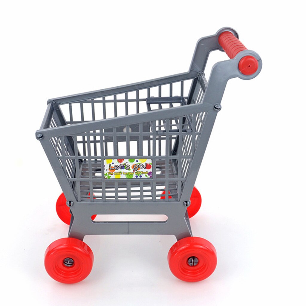 Mini plast supermarked shopping hånd skubbe trolley vogn til småbørn / baby rollespil foregive legetøj