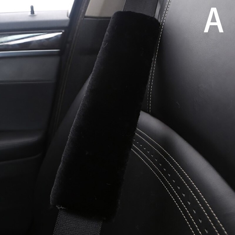 2pcs Soft Car Seatbelt Cover Sheepskin Seat Belt Pillow Pad Seat Belt Safety Strap Cover Shoulder Pads For Bag Car Accessories: A