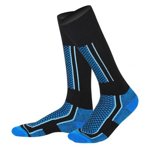 Männer Frauen Winter draussen Sport Snowboard Skifahren Verdicken Warme Thermische Rohr Socken Warme Fahrrad Socken draussen Sport Ski Radfahren Socke: Schwarz Blau