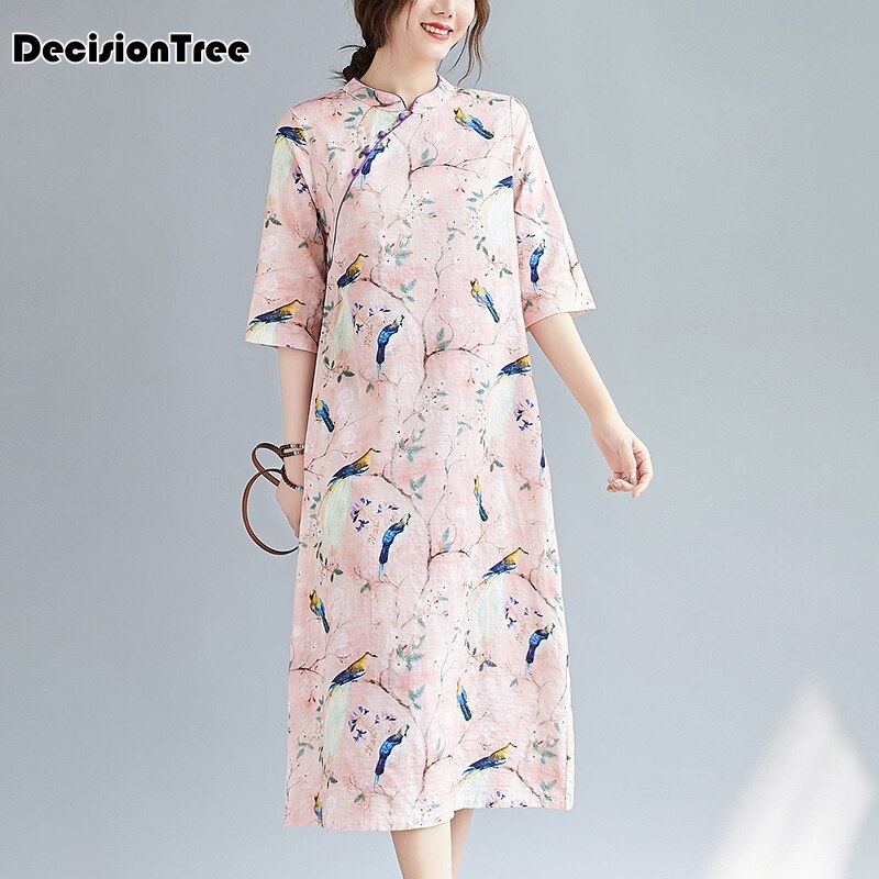 Chinese Dress long style woman floral chinese traditional costumes qipao cheongsam split dress oriental satin dress