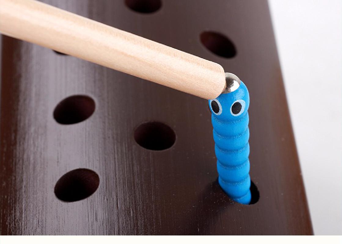 Træ magnetisk baby fanger bugs spilform, der matcher den tidlige barndoms pædagogiske interaktive legetøj