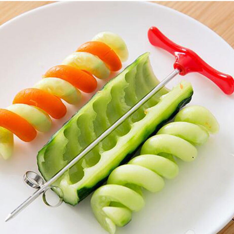 Cucumber Rotary Cutter Spiral Coil Cutter Fruit and Vegetable Twist Cutter Stainless Steel P7Ding