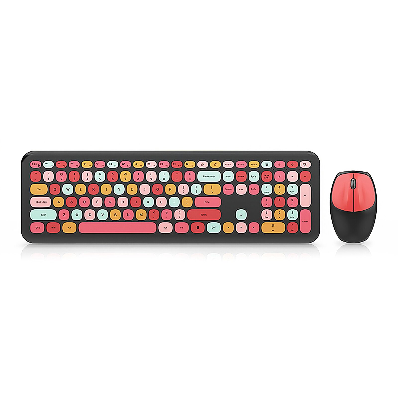 Wireless Keyboard And Mouse Combination Wireless Keyboard 2.4G Wireless Business Pink Multicolor Mute Keyboard And Mouse Set: black mixed color