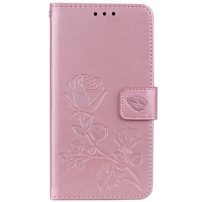 For xiaomi Redmi 4X Case on Redmi 4X Case Flip 5.0 inch Rose Flower Skin Leather Wallet Book Case for xiaomi Redmi 4X 4 X Cover: RoseGold