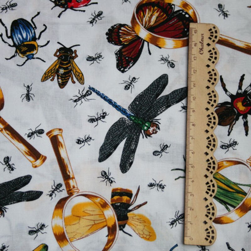 Tissu 100% coton, demi-mètre avec insecte papillon, pour Patchwork fait à la main T936