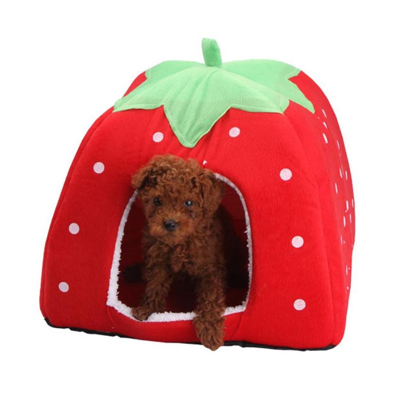 Blød jordbær kæledyr hund kat hus kennel doggy pude kurv
