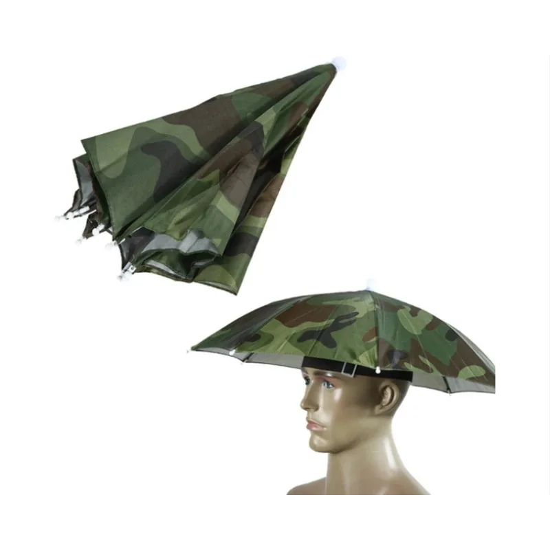 1pc cabeça ao ar livre guarda-chuva de pesca diâmetro 77cm portátil mãos livres ambiente proteger chuva abrigo pára-sol camuflagem verão