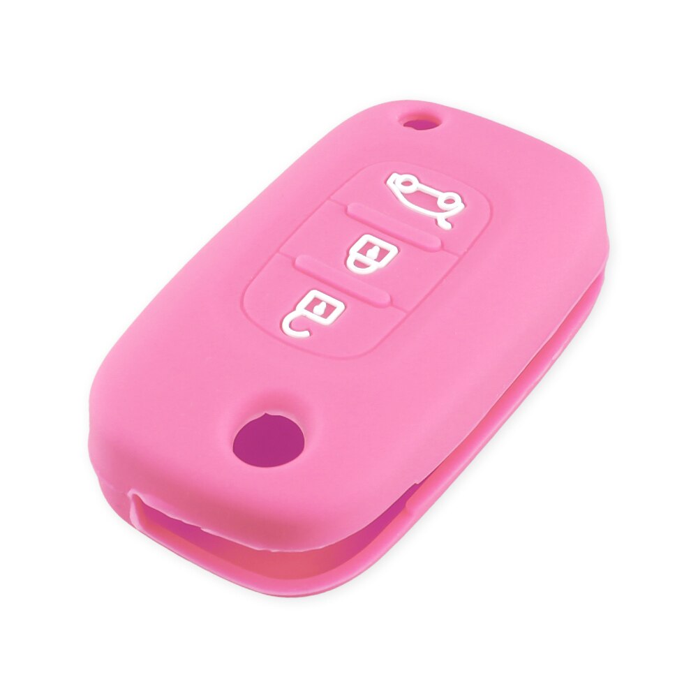 KEYYOU-funda de silicona para llave de coche, carcasa remota para vehículo LADA Vesta Granta XRay Kalina Priora Sedan Sport, Renault Fluence Clio Megane: Pink
