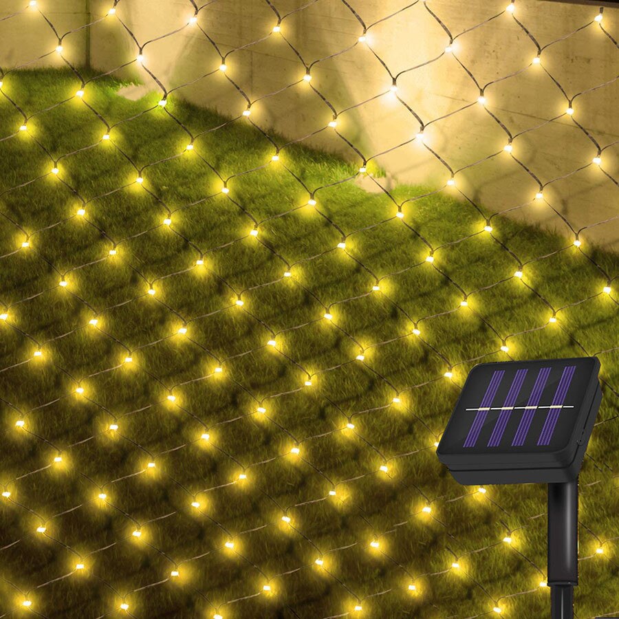 Thrisdar 2 x 3m 204 led zonne-net gaas lichtsnoer kerst zonne-raamgordijn lichtslinger zonne-boom-wikkellicht