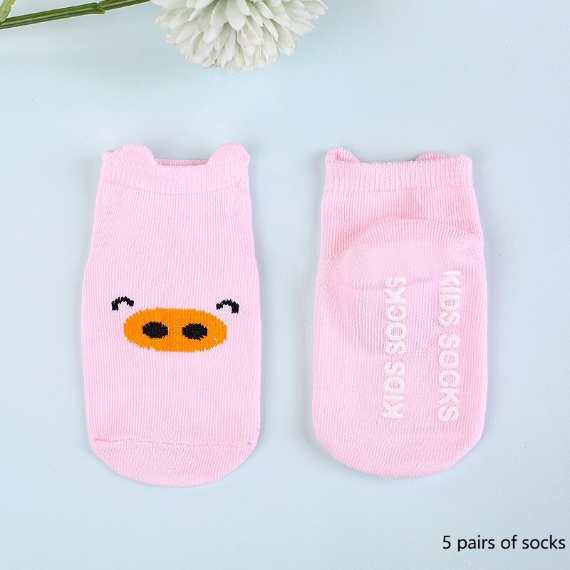 Calcetines antideslizantes de algodón para niños y niñas, medias cómodas de tubo suave, de 0 a 1 años,: pink