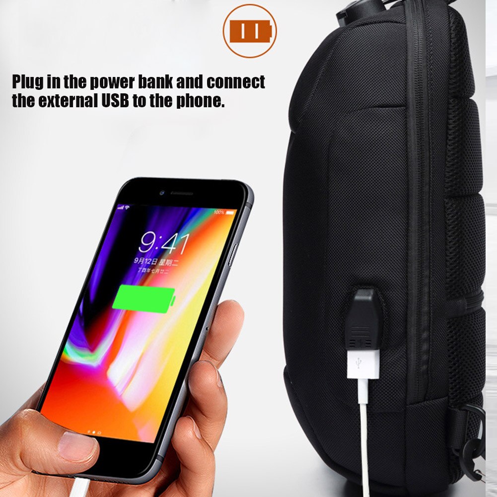 Anti Theft Sling Bag Shoulder Crossbody Waterproof Chest Bag with USB Charging Port Lightweight