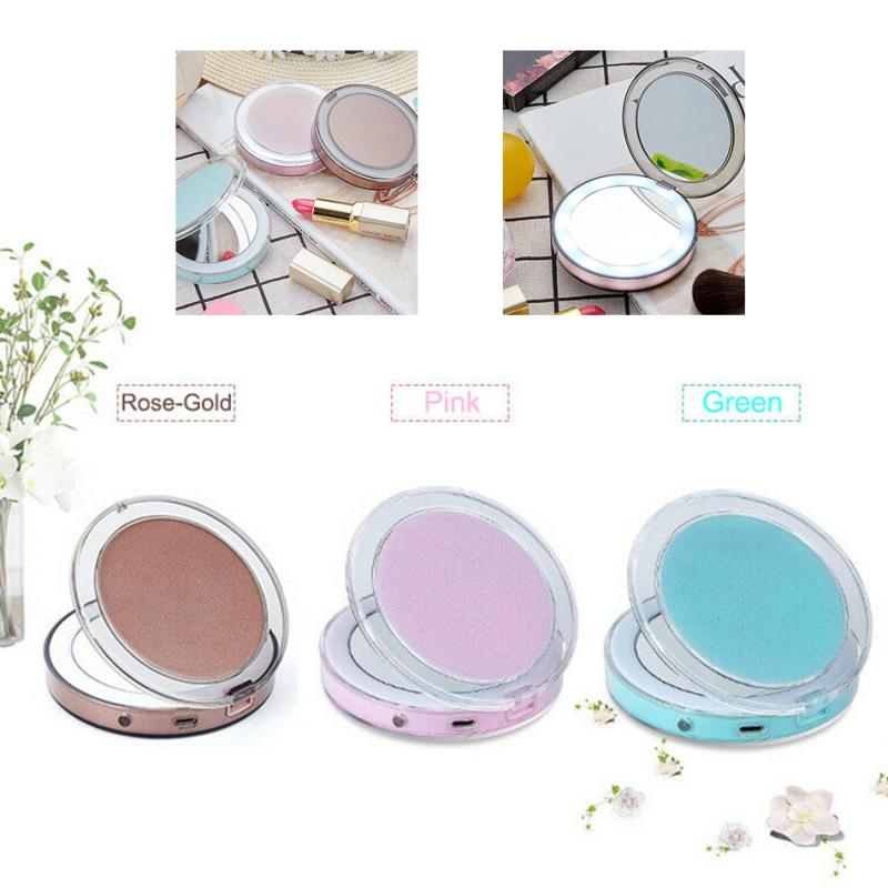 Makeup Mirror With Led Light Make Up Mirror LED Compact Mirror Mini Makeup Mirror Magnify Hand Held Fold Portable LED Light