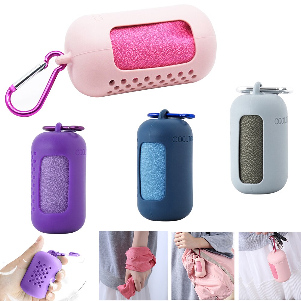 Mikrofiber resehandduk mini handduk silikonfodral snabbtorkande handduk ultralätt camping kompakta simhanddukar hand ansikte