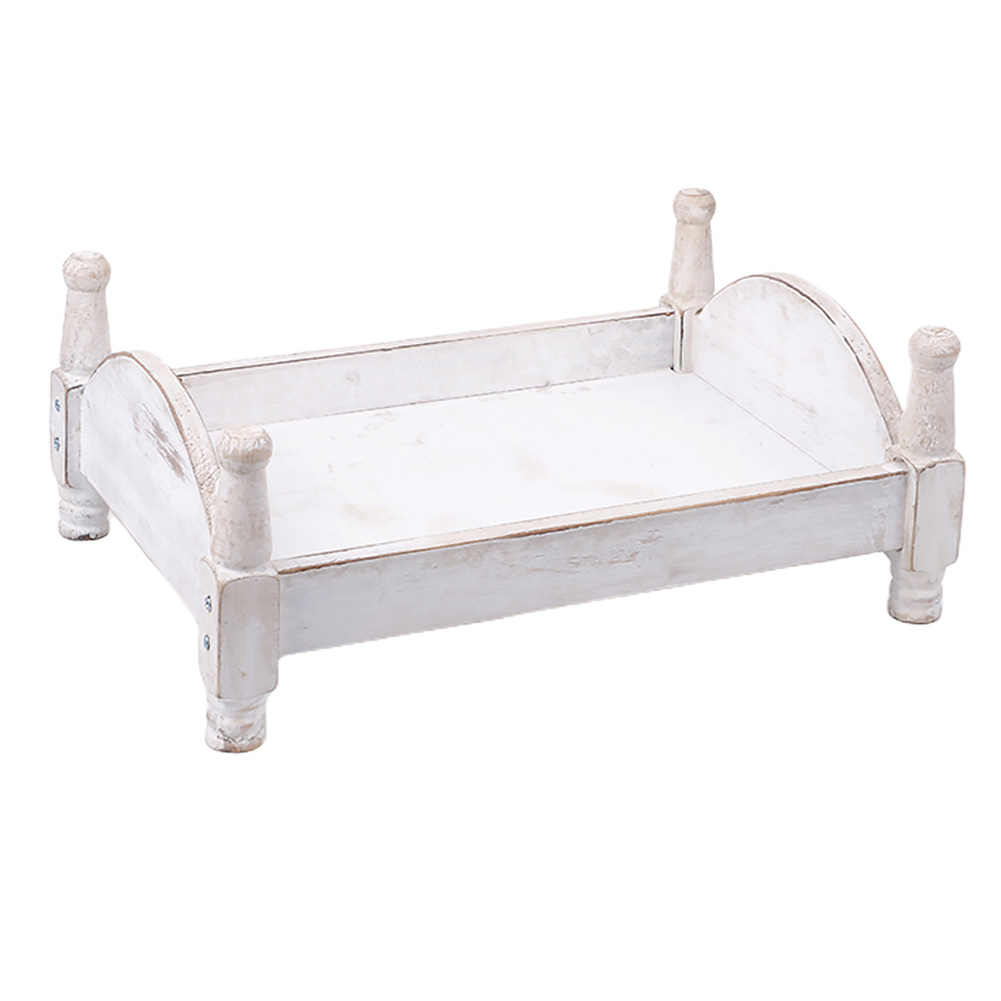 Wooden Baby Bed Infant Detachable Crib For Newborn Accessories Easy Install Mini Eco Friendly Photo Studio Photography Props: White