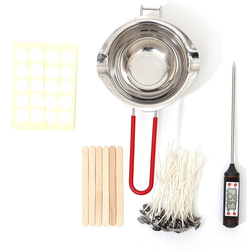 Candle Making Kit DIY Candles Craft Tools with Candle Make Pouring Pot and Spoon 50Pcs Candle Wicks and Candle Wicks Sticker